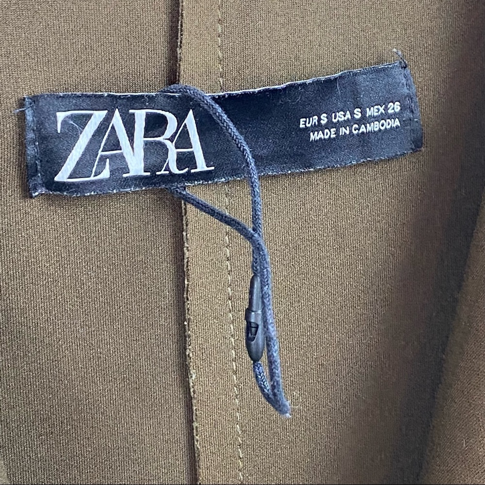 NEW ZARA Small Faux Suede Leather Open Hooded Jacket Coat - Picture 7 of 10